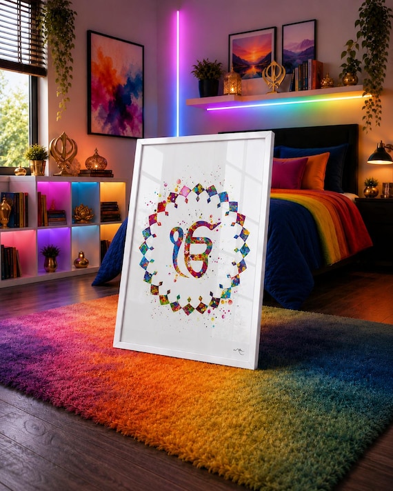Ek Onkar Watercolor Print, Khanda Symbol, Sikhism Art-203