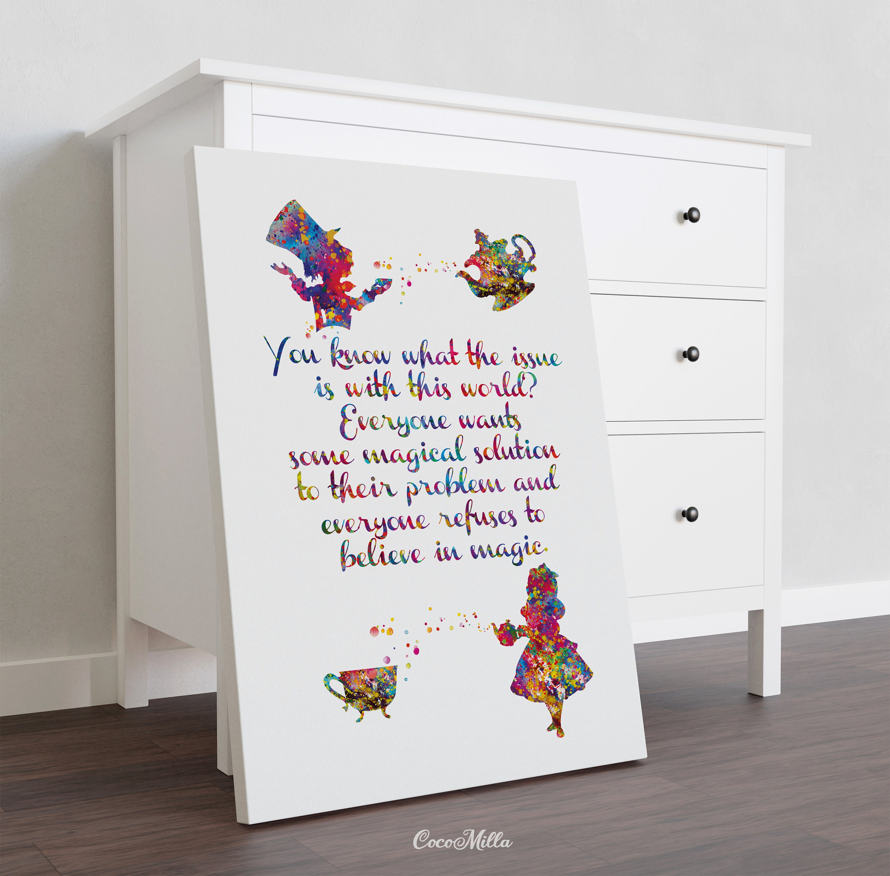 Watercolor Alice Red Queen Motivational Quote Watercolor Print Housewarming Gift  Teen Girl Room Deco Framed Print by Gambrel Temple - Pixels Merch
