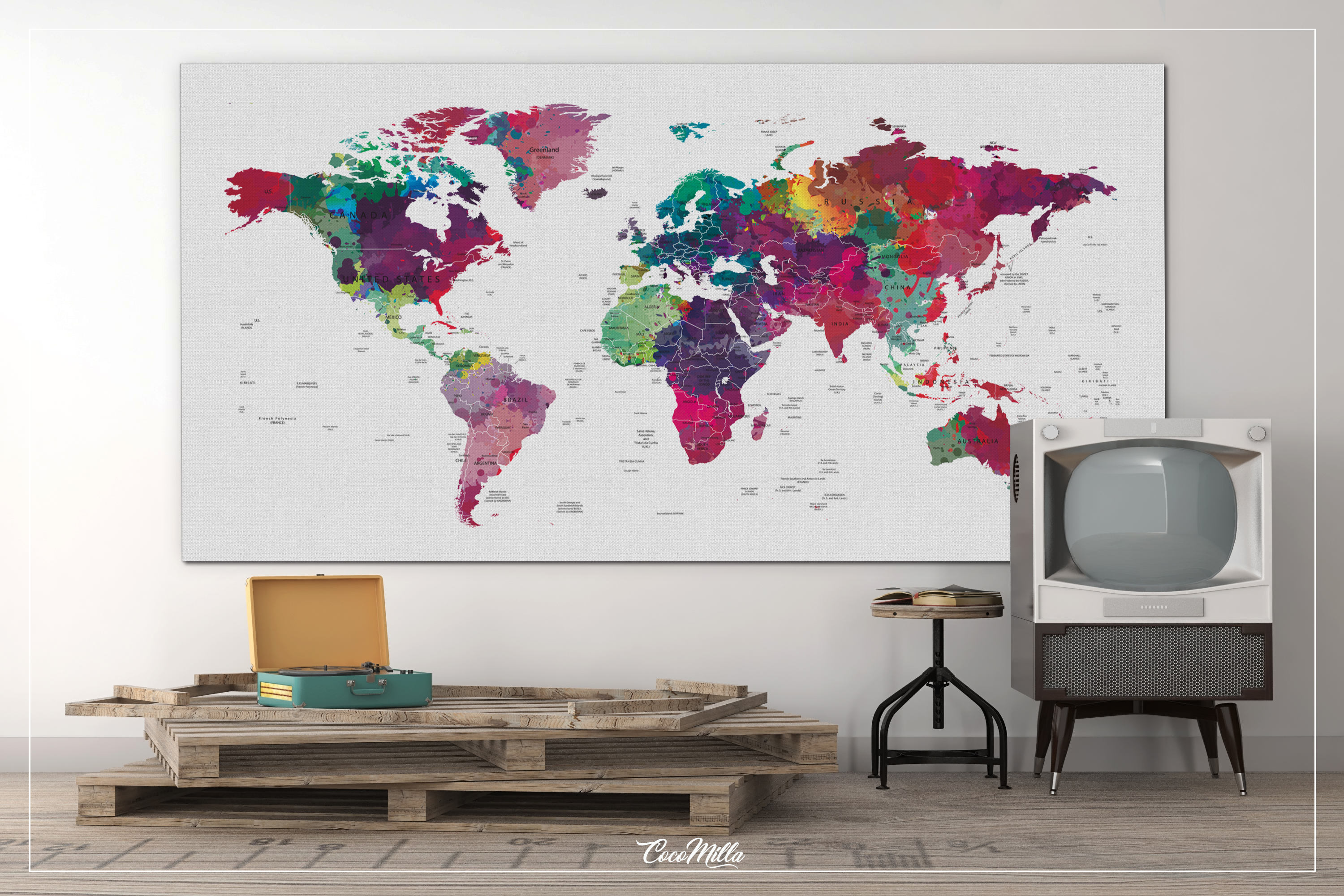 World Map Push Pin Large World Map Decorative Push Pins  Etsy