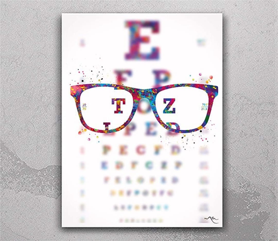 Eye Test Art Watercolor Print Eye Chart Optometrist Optician Poster ...