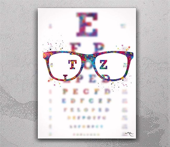 Watercolor Eye Test Chart Art Print, Optometrist Office Decor-2476