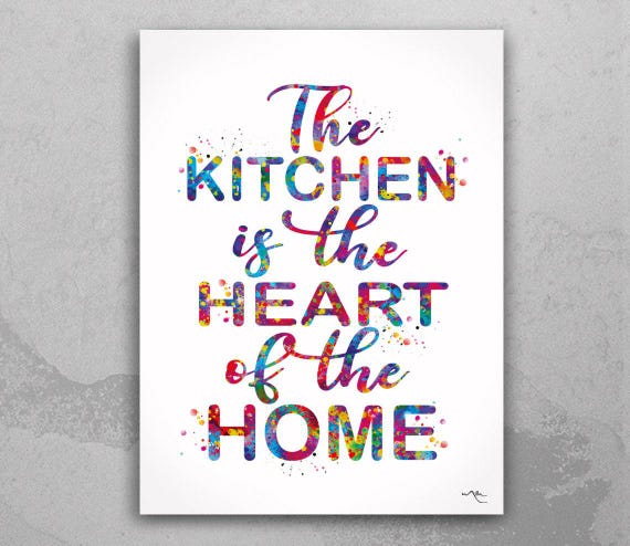 Watercolor Kitchen Quote Print – Family Dining Room Wall Art-2100