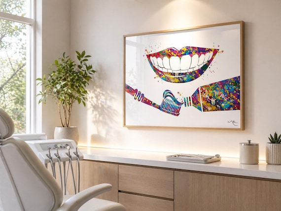 Dental Care Watercolor Art Print, Dentist Office Decor-2473