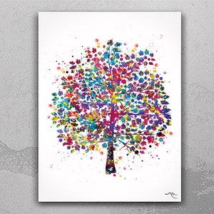 Tree Nature Love Watercolor Print Wedding Gift Fine Art Print Wall Art Decor Home Nursery Art Decor Family Love Wall Art Forest Hanging-181 image 1