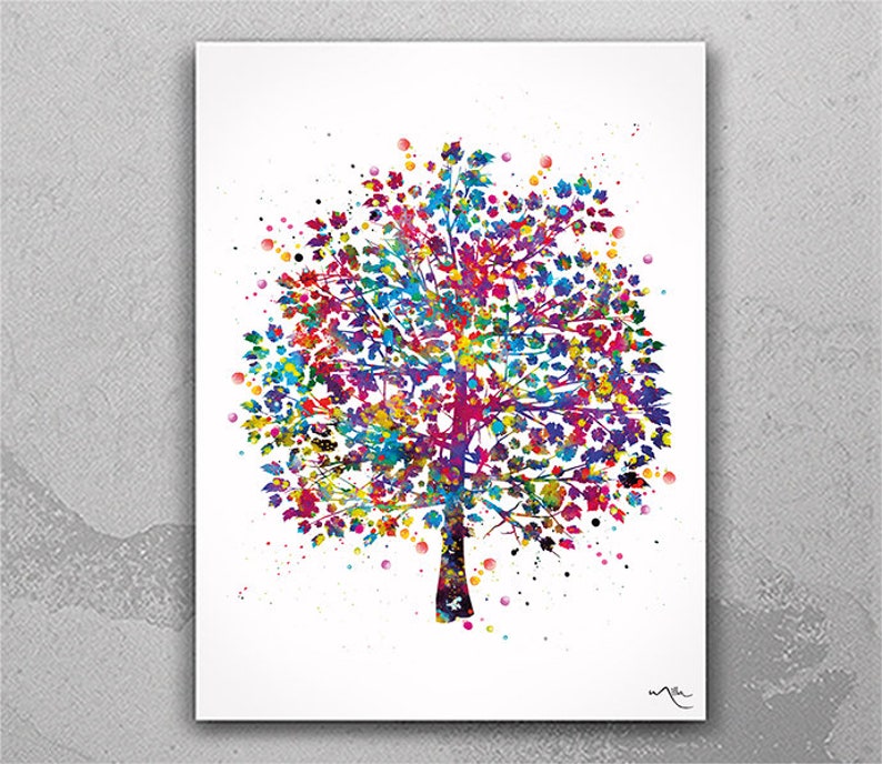 Tree Nature Love Watercolor Print Wedding Gift Fine Art Print Wall Art Decor Home Nursery Art Decor Family Love Wall Art Forest Hanging-181 image 1