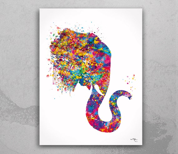 Elephant Watercolor Print: Colorful Nursery Wall Art-480