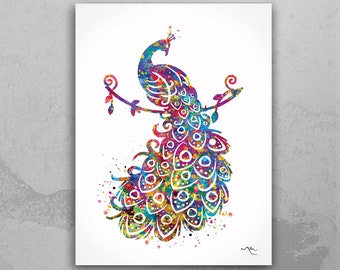 Peacock Watercolor Print Peacock Art Painting Housewarming Gift Wall Art Poster Wall Decor Art Home Decor Nursery Decor Wall Hanging-764