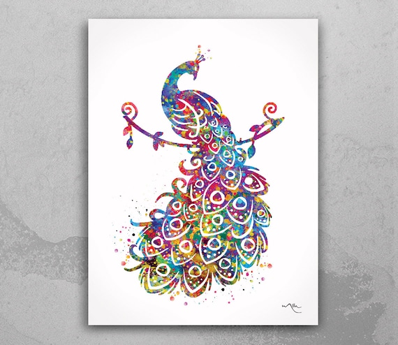 Peacock Watercolor Print Peacock Art Painting Housewarming Gift Wall Art Poster Wall Decor Art Home Decor Nursery Decor Wall Hanging-764