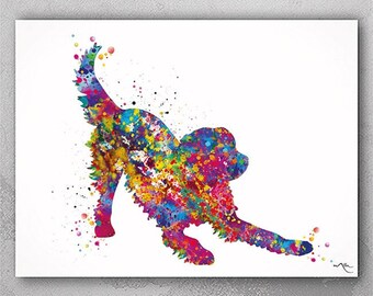 Playful Golden Retriever Watercolor Art Print-2177