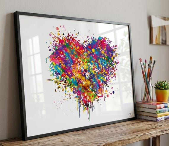 Watercolor Heart Print: Abstract Love Wall Art