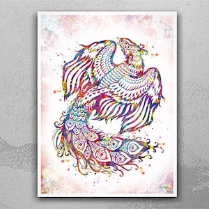 Phoenix Bird Watercolor Bird Print Housewarming Gift Wall Art Poster Motivational Art Fire Bird Wall Decor Home Decor Wall Hanging-1435