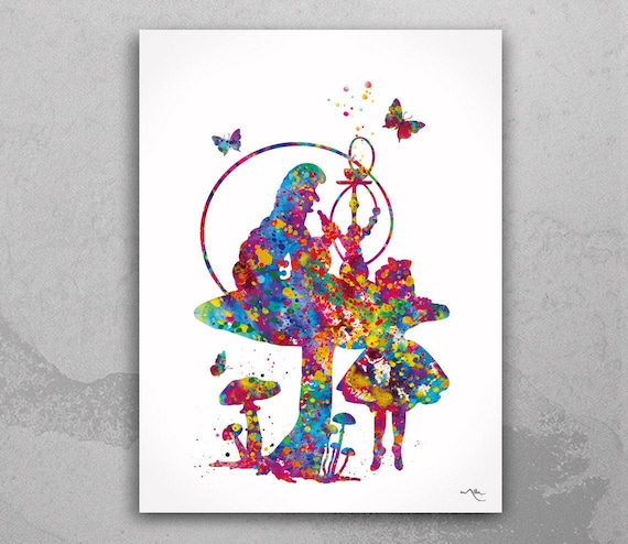 Alice in Wonderland Watercolor Print, Kids Room Decor-103