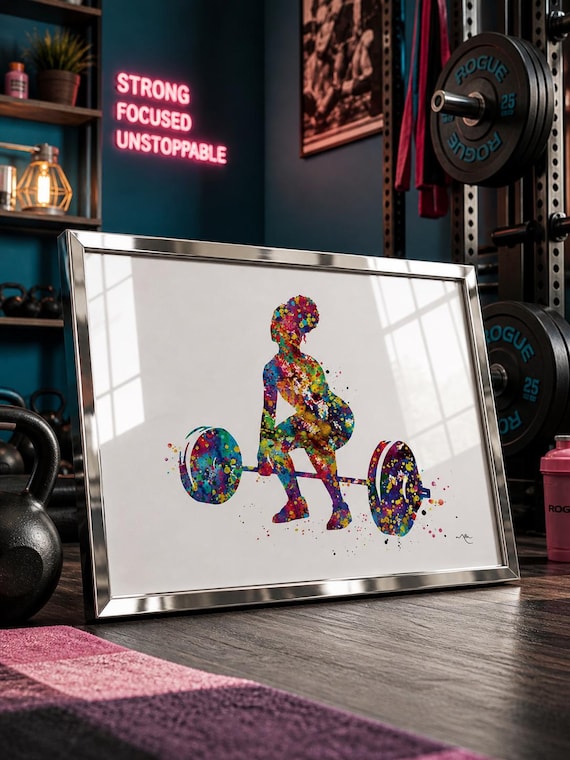 Weightlifting Woman Watercolor Print | Gym Fitness Art-1809