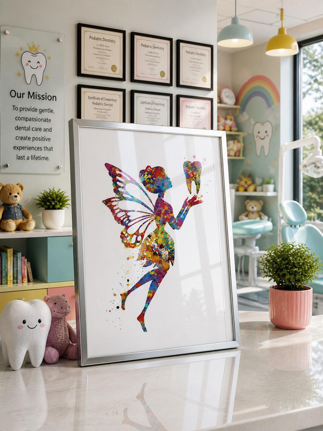 Tooth Fall Decor Tooth Fairy Watercolor Art Print, Dental Clinic Decor-720 - Etsy
