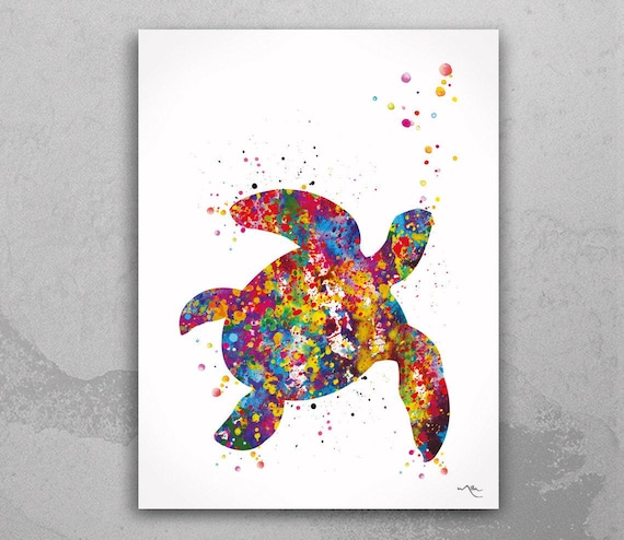 Sea Turtle Watercolor Art Print, Coastal Nursery Decor-62