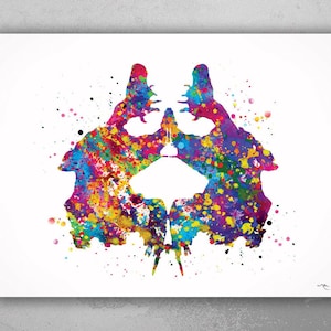 Rorschach Inkblot Test Card 2 Watercolor Print Psychology Psychiatry Art Psychotherapist Psychological Psychologist Office Medical Art-1286