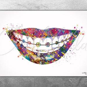 Tooth Bracelet Dentist Art Watercolor Print Tooth Teeth Anatomical Dental Office Dentistry Dental Art Implant Orthodontic Orthodontist-561