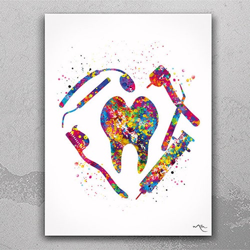 Tooth Fairy Watercolor Print Dental Art Dentist Clinic Wall Etsy