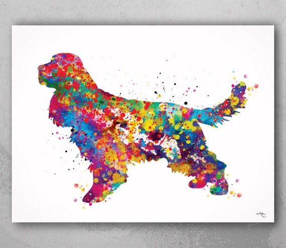 Cocker Spaniel Watercolor Dog Print, Colorful Pet Portrait-1140