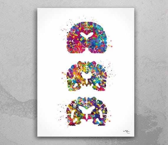 Watercolor Brain Print | Alzheimer's Disease Art, Neurology Decor-1642