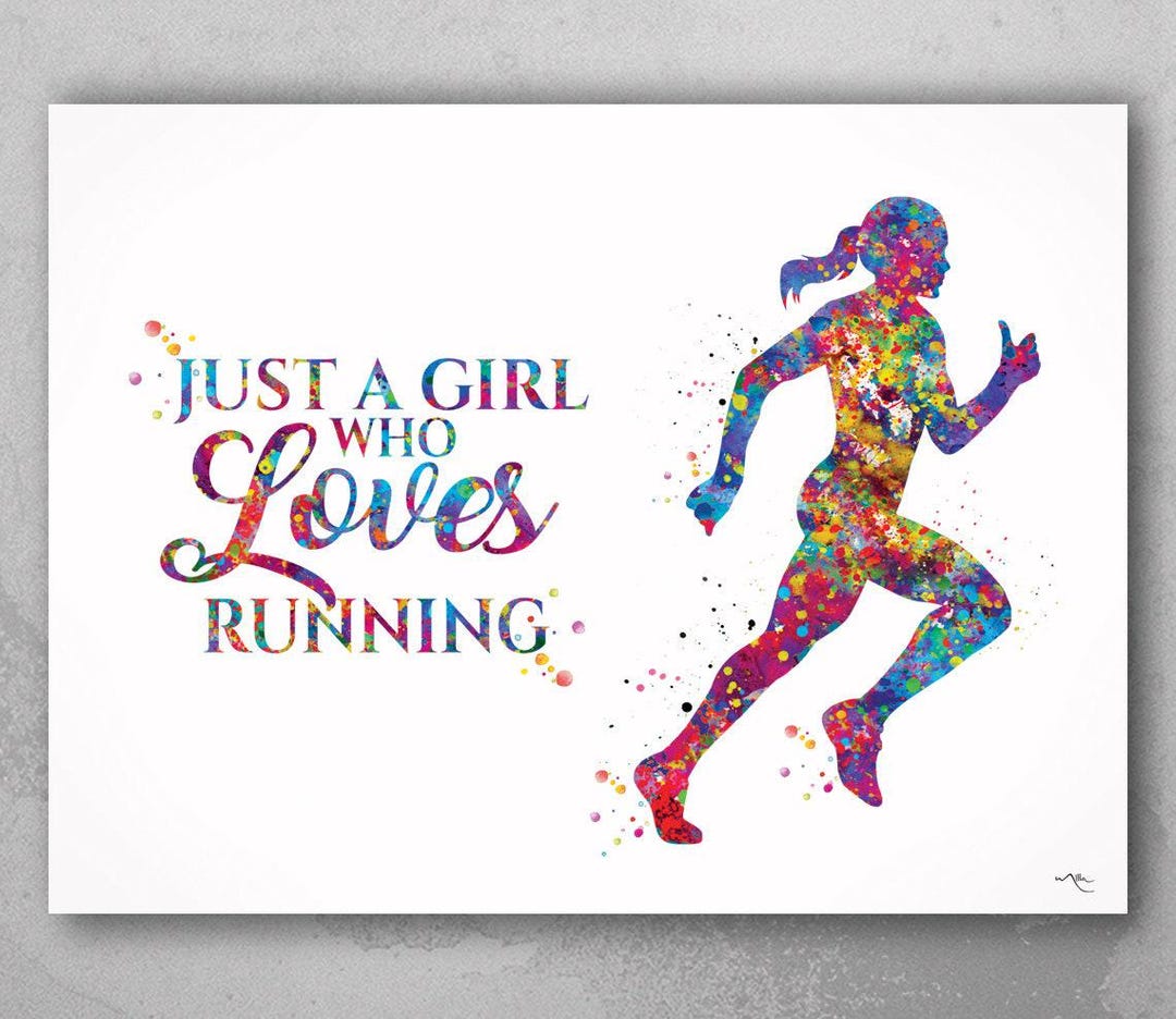 Runner Girl Watercolor Print Runner Female Woman Just A Girl Who