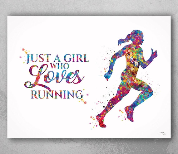 Runner Girl Watercolor Art Print, Sport Gift for Runners-2159