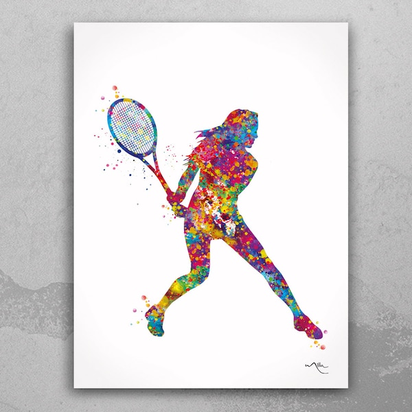 Tennis Player Girl Watercolor Print Female Tennis Gift Art Wall Art Wall Decor Tennis Player Woman Home Decor Girl Sport Wall Art-2077