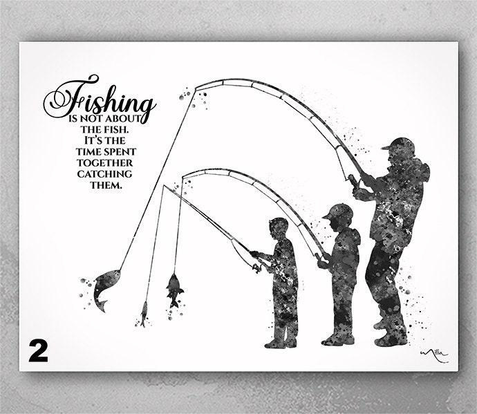 Fishing Quote Father and Son Watercolor Print Father Day Fishing Art Gift  Wall Art Dad and Son Gift Man Cave Home Decor Nursery Decor-2259 -   Sweden