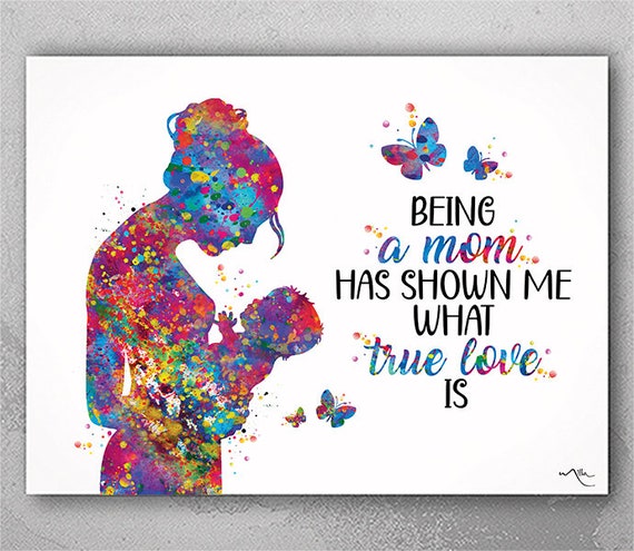 Mother and Baby Watercolor Print, Pregnancy Gift-2511