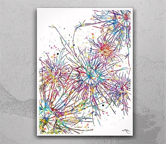 Neural System Watercolor Print, Abstract Brain Cell Art-1821