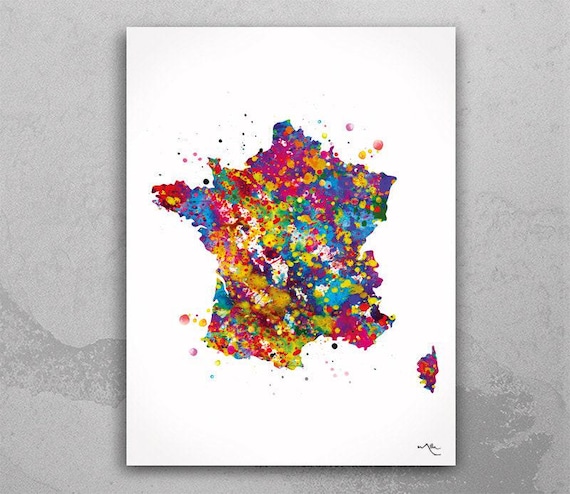 France Map Watercolor Print Art Print Wedding Gift Hometown French Poster Homesick Wall Decor Art Home Decor Country Map of France-678