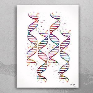 DNA Art Watercolor Print dna molecule Medical Wall Art Nurse Gift Medical Art Science Art Doctor Clinic Genetic Microbiology Biology-228