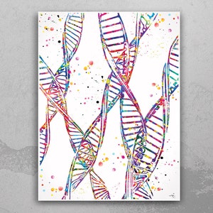 DNA Abstract Art Watercolor Print dna molecule Medical Wall Art Nurse Gift Medical Art Science Art Doctor Clinic Genetic  Decor Biology-1028