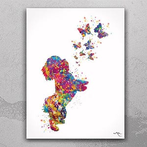 Shih Tzu Dog Watercolor Print Dog Lovers Gift Dog Shih Tzu Gift Art Print Nursery Wall Art Paw Prints Wall Decor Home Decor Wall Hanging-713