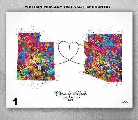 Personalized State Map Print: Watercolor Moving Abroad Gift-2865