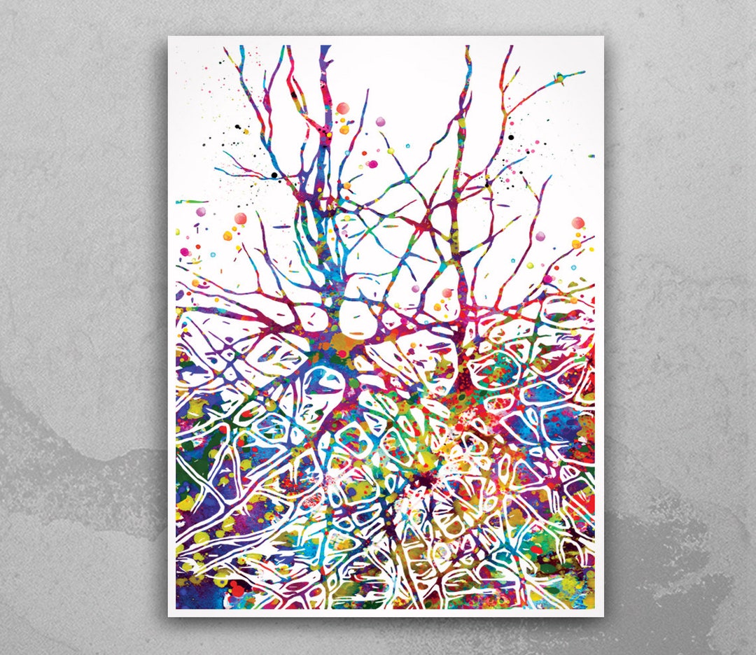Neural Network Watercolor Print Abstract Medical Art Science Neurology ...