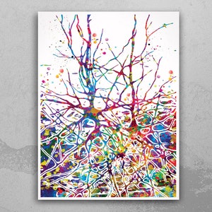 Neural Network Watercolor Print Abstract  Medical Art Science Neurology Brain Cell Psychiatry Therapy Art Doctor Poster Neuron Synapses-1070