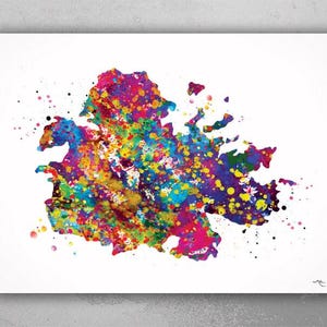 Antigua Map Watercolor Print Caribbean Islands Map Office Wall Art Wedding Gift Honeymoon Gift Map Wall Hanging Travel Gift Wall Decor-470