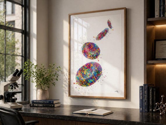 Red Blood Cells Watercolor Print, Haematology Science Art-2344