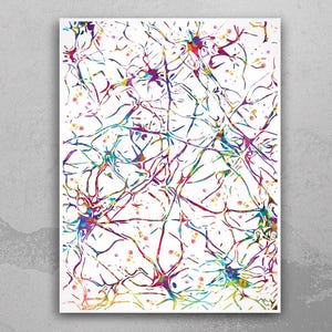 Neural Network Watercolor Print Abstract Medical Art Science Art Neurology Human Brain Psychiatry Therapy Art Doctor Poster Neuron Art-1067