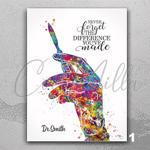 Surgeon Doctor Personalized Watercolor Print Surgeon Hand Surgery Gift Medical Art Doctor Present Surgical Customize  Clinic Wall Art-2654