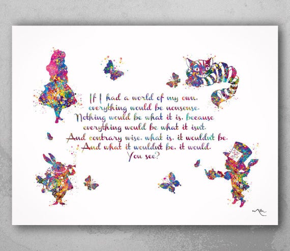 Alice in Wonderland Watercolor Print, Inspirational Nursery Wall Art-1762