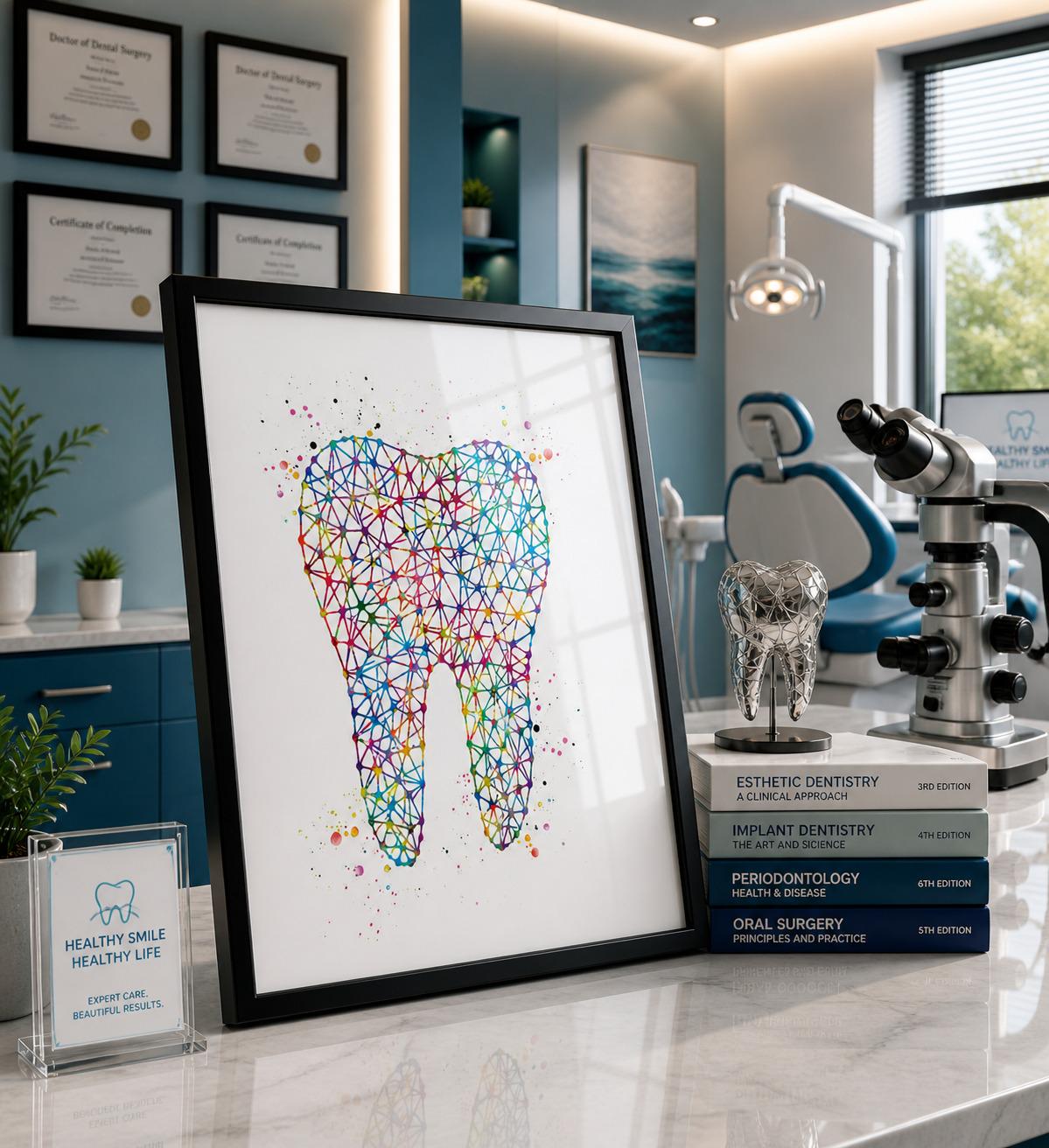 Geometric Molar Print | Colorful Dental Clinic Wall Art-1578 - Etsy