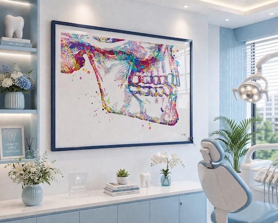 Tooth Anatomy Watercolor Print, Dental Clinic Art-570