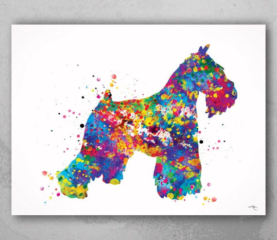 Miniature Schnauzer Watercolor Print, Colorful Dog Art-70