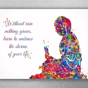 Buddha Quote Rain Watercolor Print Wall Art Poster Buddhism Meditation Wall Decor Art Home Religion Decor Wall Hanging Zen Yoga Poster-875