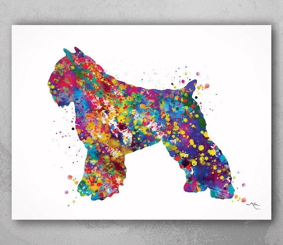 Bouvier Des Flandres Watercolor Print Dog Art Custom Portrait Pet Dog Lover Painting Doglover Personelized Memorial Gift Puppy Poster-1887