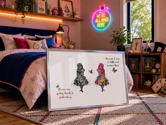Alice in Wonderland Quote Watercolor Print, Nursery Decor-2212