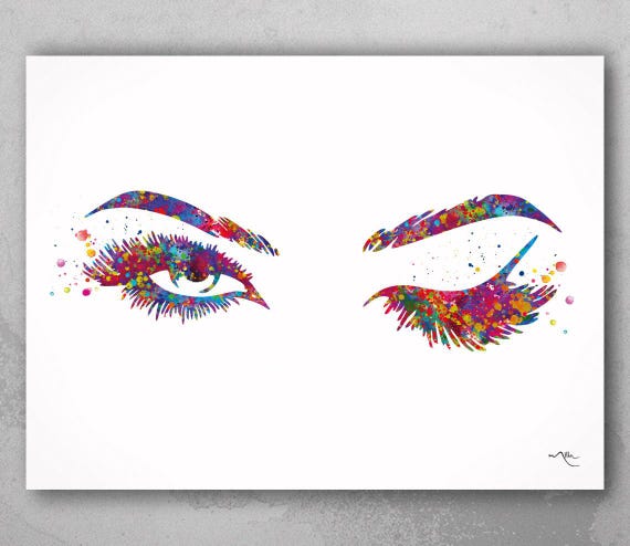 Woman Eyes Watercolor Print Beauty Salon Art Make Up Salon Wall Art Sexy Girl Eyes Eyelashes Wall Art Wall Hanging Female Eye Decor-2045