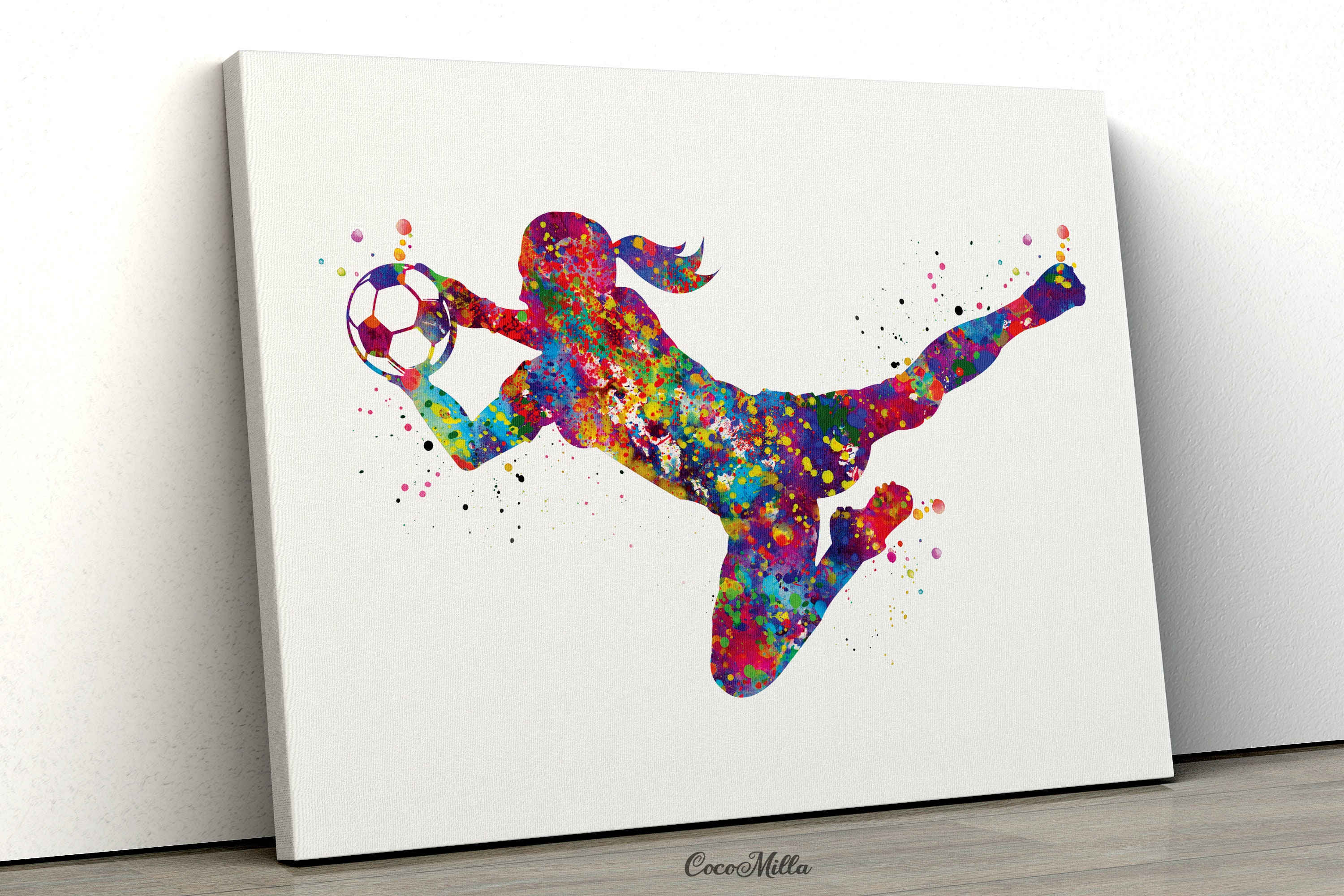 Soccer Goalie Watercolor Print Goalkeeper Girl Female Football Etsy